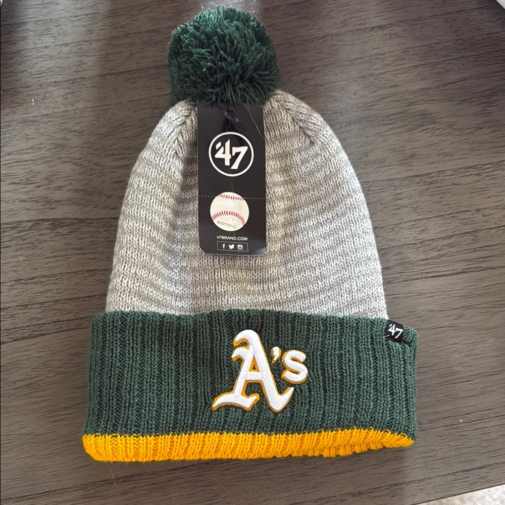 A’s 47 Brand Green and Gray Beanie